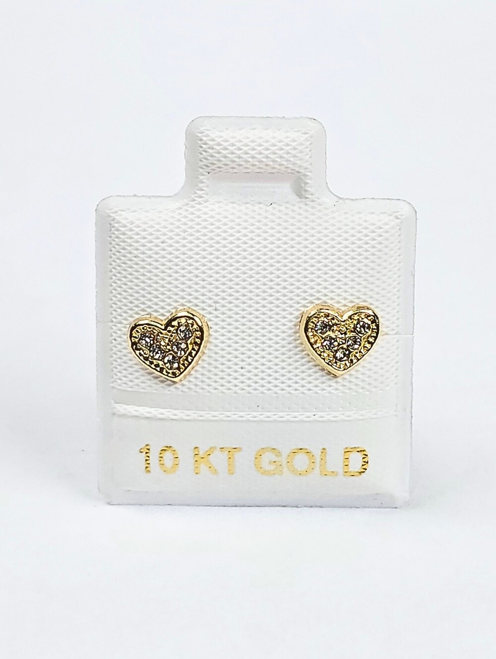 10K Solid Gold Heart CZ Stud Earrings Screw Back Women Kids Broquel Corazon 6mm